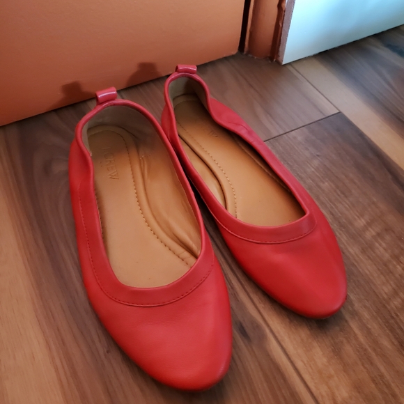 J. Crew Womens Size 7 Leather Red Ballet Flats - Picture 1 of 6
